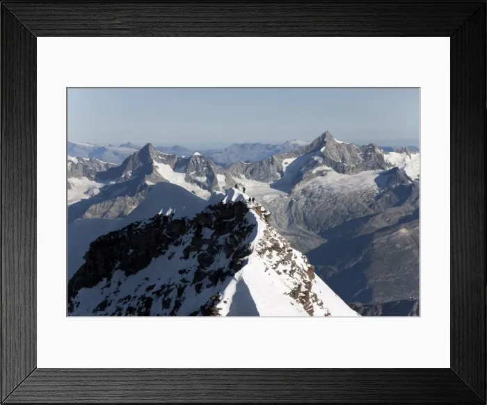 Framed Print : Climbers on the Lyskamm Peak in the Monte Rosa massif, Italian Alps, Piedmont Framed Print : Climbers on the Lyskamm Peak in the Monte Rosa massif, Italian Alps, Piedmont