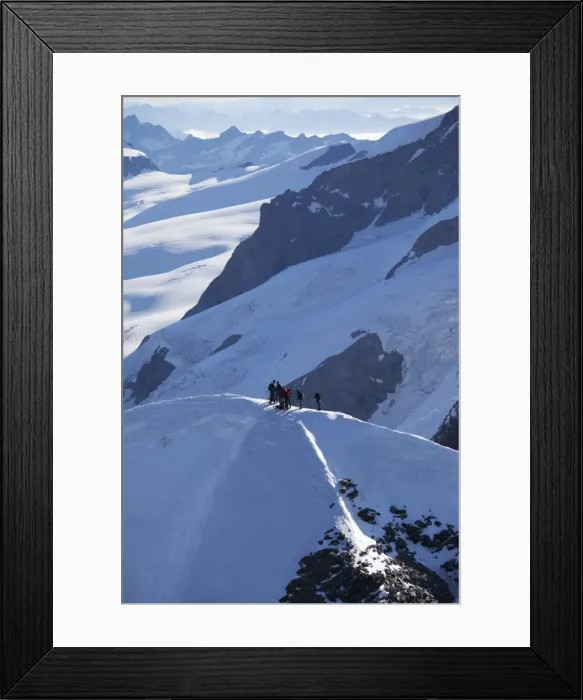 Framed Print : Climbers on Peak Castore in the Monte Rosa massif, Italian Alps, Piedmont, Italy, Europe Framed Print : Climbers on Peak Castore in the Monte Rosa massif, Italian Alps, Piedmont, Italy, Europe