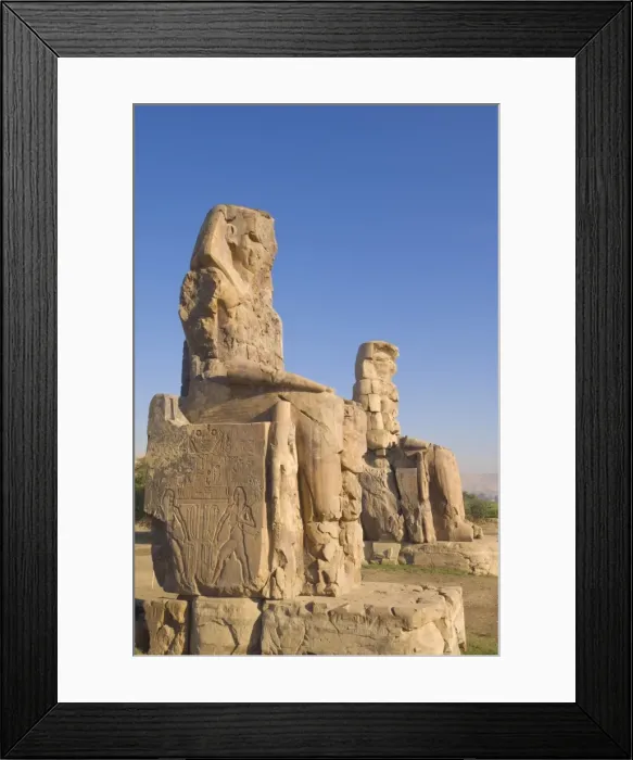 Framed Print : Two giant statues known as the Colossi of Memnon carved to represent the pharaoh Amenhotep III of the dynasty XVIII, West bank of the River Nile, Thebes, UNESCO World Heritage Site, Egypt, North Framed Print : Two giant statues known as the Colossi of Memnon carved to represent the pharaoh Amenhotep III of the dynasty XVIII, West bank of the River Nile, Thebes, UNESCO World Heritage Site, Egypt, North