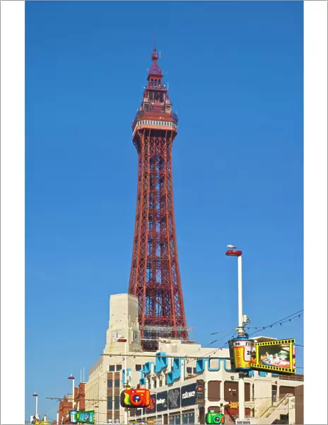 Blackpool tower and illuminations during the day, Blackpool, Lancashire