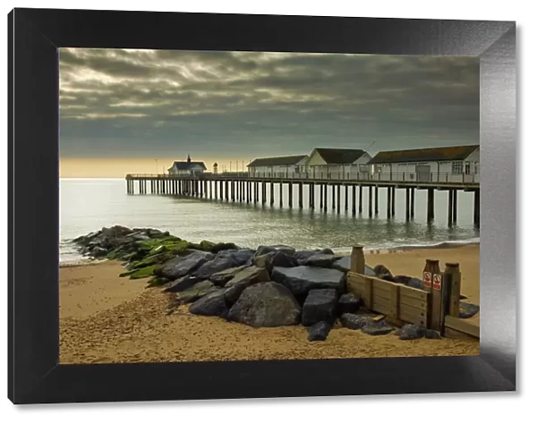 Southwold pier in the early morning, Southwold, Suffolk, England, United Kingdom, Europe