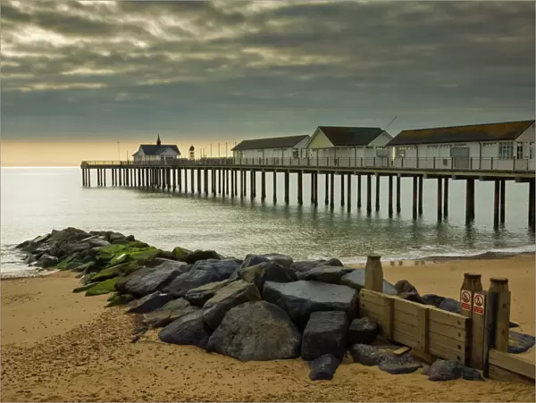 Southwold pier in the early morning, Southwold, Suffolk, England, United Kingdom, Europe