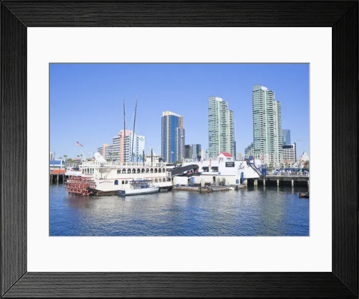 Framed Print : San Diego harbor and skyline, San Diego, California, United States of America Framed Print : San Diego harbor and skyline, San Diego, California, United States of America