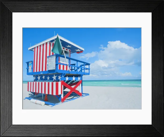 Framed Print : Lifeguard hut on beach, South Beach, Miami, Florida, United States of America Framed Print : Lifeguard hut on beach, South Beach, Miami, Florida, United States of America