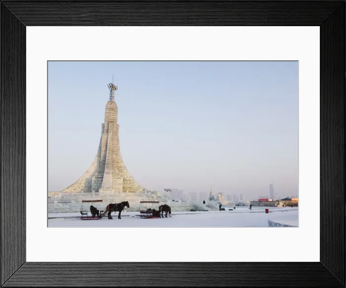 Framed Print : A horse and carriage and ice sculptures at the Ice Lantern Festival, Harbin Framed Print : A horse and carriage and ice sculptures at the Ice Lantern Festival, Harbin