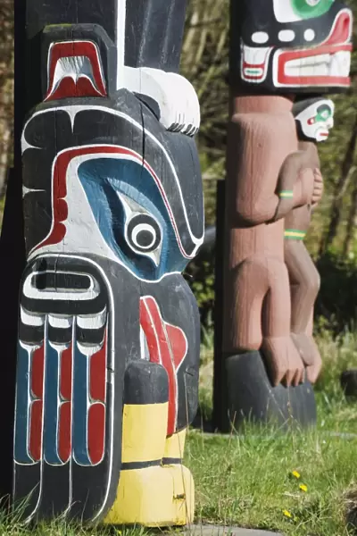 First Nation totem pole in Stanley Park, Vancouver, British Columbia, Canada