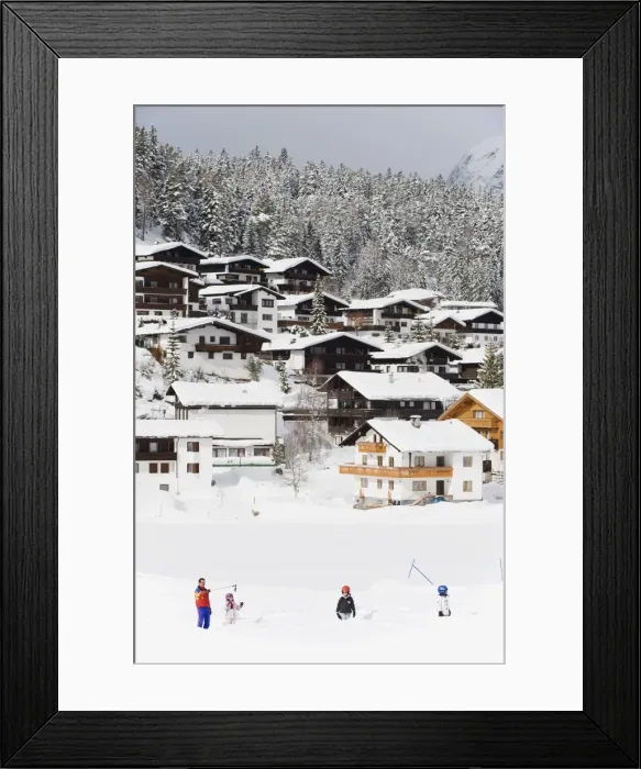 Framed Print : Children on a drag lift at kindergarten ski school, Seefeld ski resort Framed Print : Children on a drag lift at kindergarten ski school, Seefeld ski resort