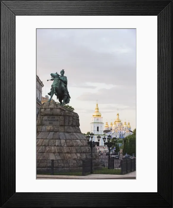 Framed Print : Bohdan Khmelnytsky statue, and St. Michaels Gold Domed Monastery, 2001 copy of 1108 original Framed Print : Bohdan Khmelnytsky statue, and St. Michaels Gold Domed Monastery, 2001 copy of 1108 original