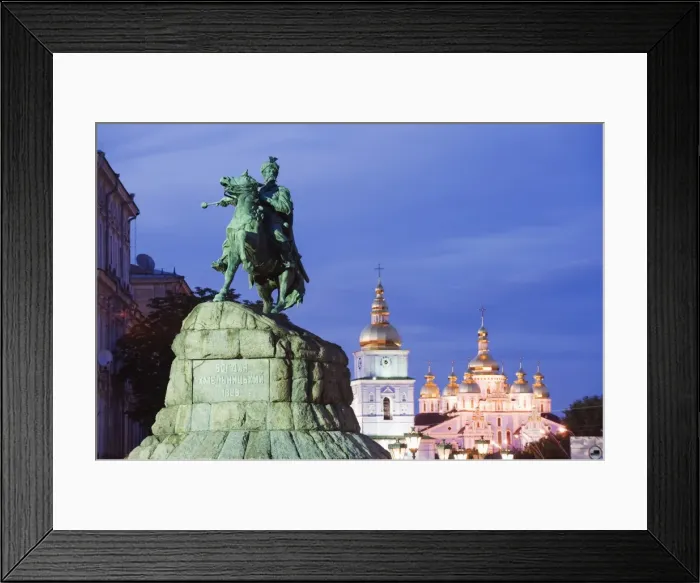 Framed Print : Bohdan Khmelnytsky statue, and St. Michaels Gold Domed Monastery, 2001 copy of 1108 original Framed Print : Bohdan Khmelnytsky statue, and St. Michaels Gold Domed Monastery, 2001 copy of 1108 original