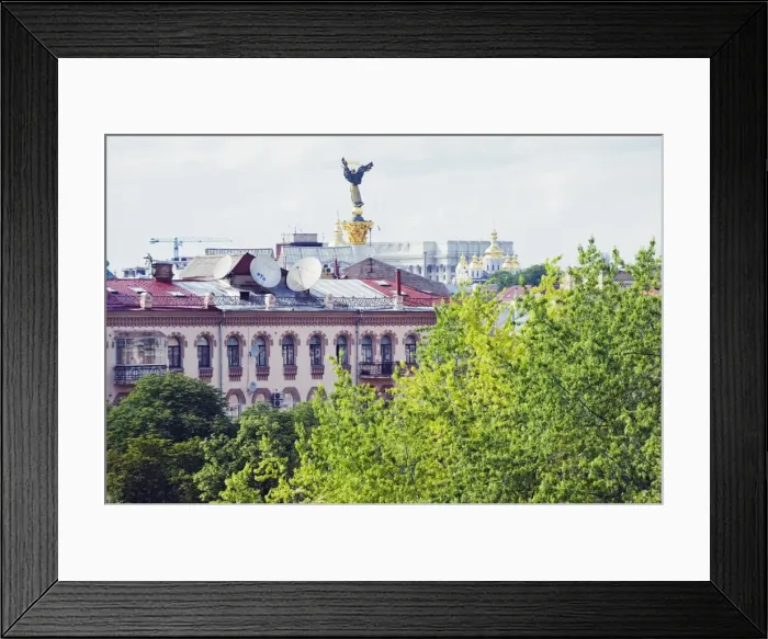 Framed Print : Rooftops and symbol of Kiev statue, Kiev, Ukraine, Europe Framed Print : Rooftops and symbol of Kiev statue, Kiev, Ukraine, Europe