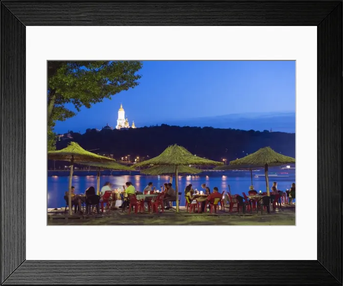 Framed Print : Outdoor dining below the Lavra and Dnieper River, Kiev, Ukraine, Europe Framed Print : Outdoor dining below the Lavra and Dnieper River, Kiev, Ukraine, Europe