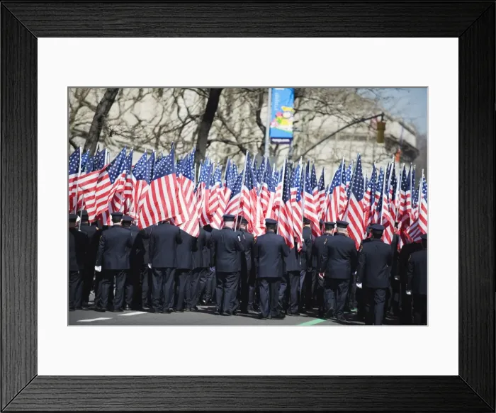 Framed Print : Police carrying American flags, St. Patricks Day celebrations on 5th Avenue Framed Print : Police carrying American flags, St. Patricks Day celebrations on 5th Avenue