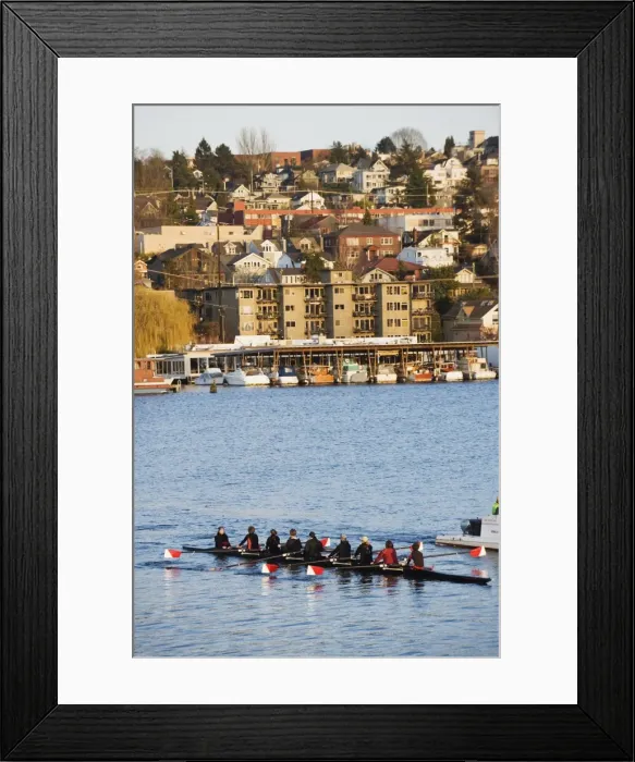 Framed Print : Rowing team on Lake Union, Seattle, Washington State, United States of America Framed Print : Rowing team on Lake Union, Seattle, Washington State, United States of America