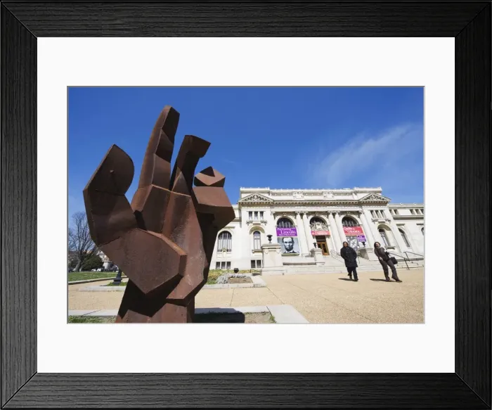 Framed Print : Hand sculpture in front of Public Library, Washington D. C. United States of America Framed Print : Hand sculpture in front of Public Library, Washington D. C. United States of America