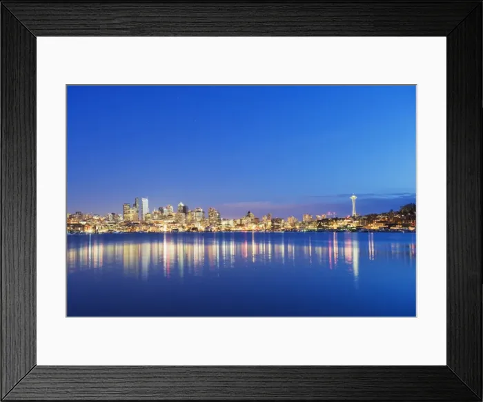 Framed Print : Downtown buildings and Space Needle seen from Lake Union, Seattle, Washington State Framed Print : Downtown buildings and Space Needle seen from Lake Union, Seattle, Washington State