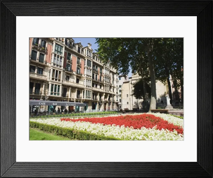 Framed Print : Flower display in Place San Vicente, Bilbao, Basque country, Spain, Europe Framed Print : Flower display in Place San Vicente, Bilbao, Basque country, Spain, Europe