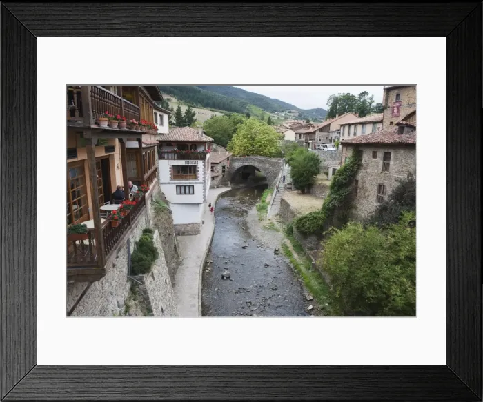 Framed Print : Old town of Potes in Picos de Europa National Park, Spain, Europe Framed Print : Old town of Potes in Picos de Europa National Park, Spain, Europe
