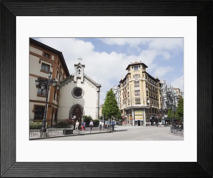Framed Print : Church and bell tower in Oviedo, Asturias, Spain, Europe Framed Print : Church and bell tower in Oviedo, Asturias, Spain, Europe