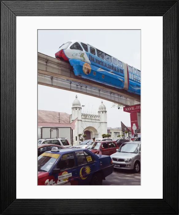 Framed Print : Monorail above city traffic, Kuala Lumpur, Malaysia, Southeast Asia, Asia Framed Print : Monorail above city traffic, Kuala Lumpur, Malaysia, Southeast Asia, Asia