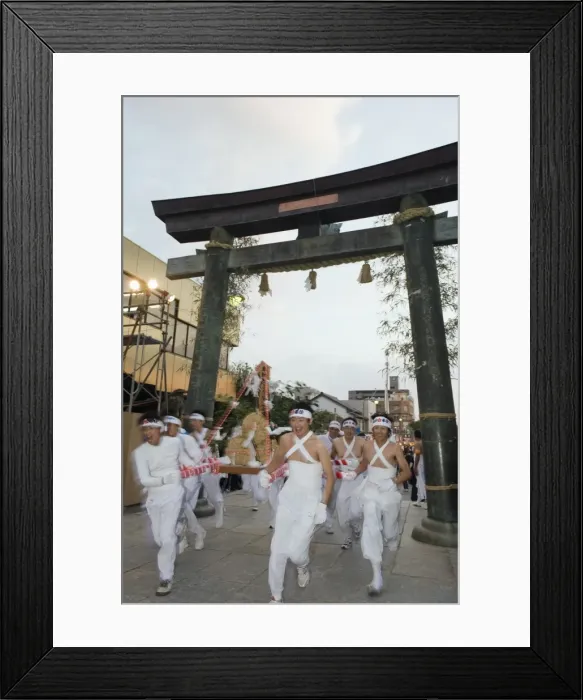 Framed Print : Rice bales being carried through a torii gate at Hadaka Matsuri (Naked Festival) Framed Print : Rice bales being carried through a torii gate at Hadaka Matsuri (Naked Festival)