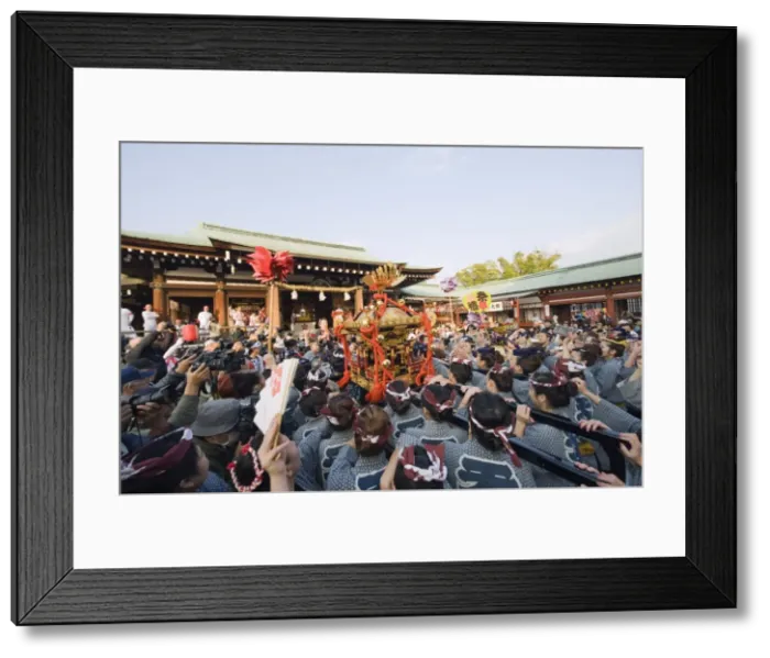 Framed Print : Mikoshi portable shrine being carried at Hadaka Matsuri (Naked Festival) Framed Print : Mikoshi portable shrine being carried at Hadaka Matsuri (Naked Festival)