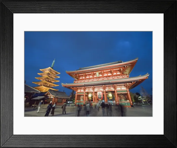 Framed Print : Sensoji temple illuminated at night, Asakusa, Tokyo, Japan, Asia