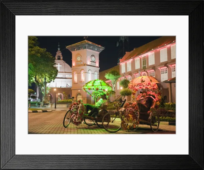 Framed Print : Rickshaw and Christ Church, Town Square, Melaka (Malacca), Melaka State Framed Print : Rickshaw and Christ Church, Town Square, Melaka (Malacca), Melaka State