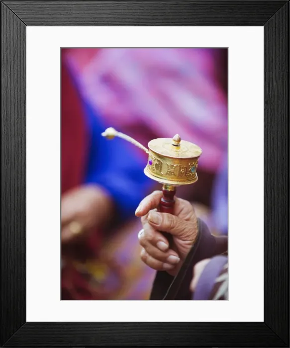 Framed Print : Prayer wheels being spun by a pilgrims at the National Memorial Chorten Framed Print : Prayer wheels being spun by a pilgrims at the National Memorial Chorten