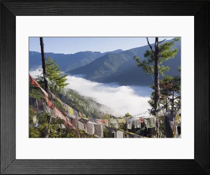 Framed Print : Prayer flags above Thimphu, Bhutan, Asia Framed Print : Prayer flags above Thimphu, Bhutan, Asia