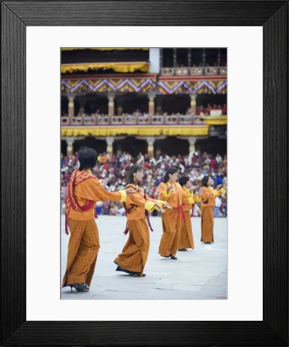 Framed Print : Dancers in traditional costume, Autumn Tsechu (festival) at Trashi Chhoe Dzong Framed Print : Dancers in traditional costume, Autumn Tsechu (festival) at Trashi Chhoe Dzong