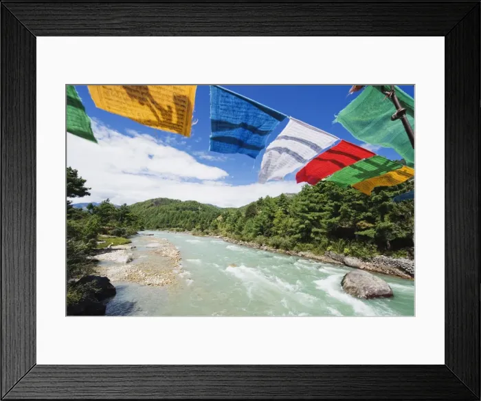 Framed Print : Prayer flags on a bridge, Bumthang, Chokor Valley, Bhutan, Asia Framed Print : Prayer flags on a bridge, Bumthang, Chokor Valley, Bhutan, Asia