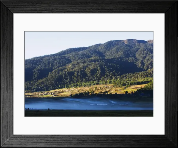 Framed Print : Mist in Phobjikha Valley, Bhutan, Asia Framed Print : Mist in Phobjikha Valley, Bhutan, Asia
