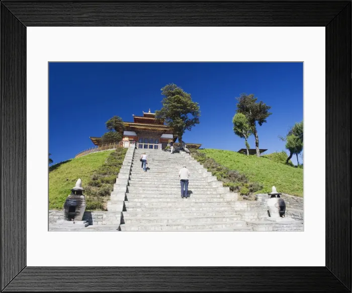 Framed Print : Temple on the site of 108 chortens built in 2005 to commemorate a battle with militants Framed Print : Temple on the site of 108 chortens built in 2005 to commemorate a battle with militants