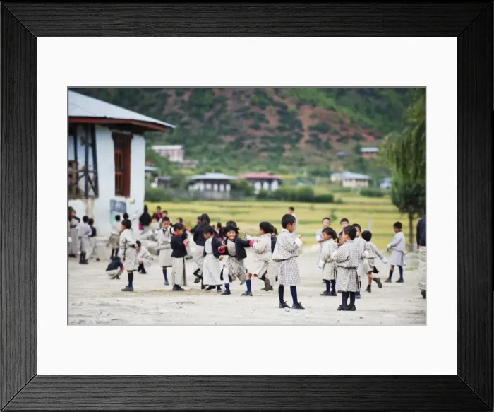 Framed Print : School children playing, Paro, Bhutan, Asia Framed Print : School children playing, Paro, Bhutan, Asia
