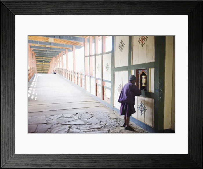Framed Print : Local man spinning a prayer wheel, Punakha Dzong dating from 1637, Punakha, Bhutan, Asia Framed Print : Local man spinning a prayer wheel, Punakha Dzong dating from 1637, Punakha, Bhutan, Asia
