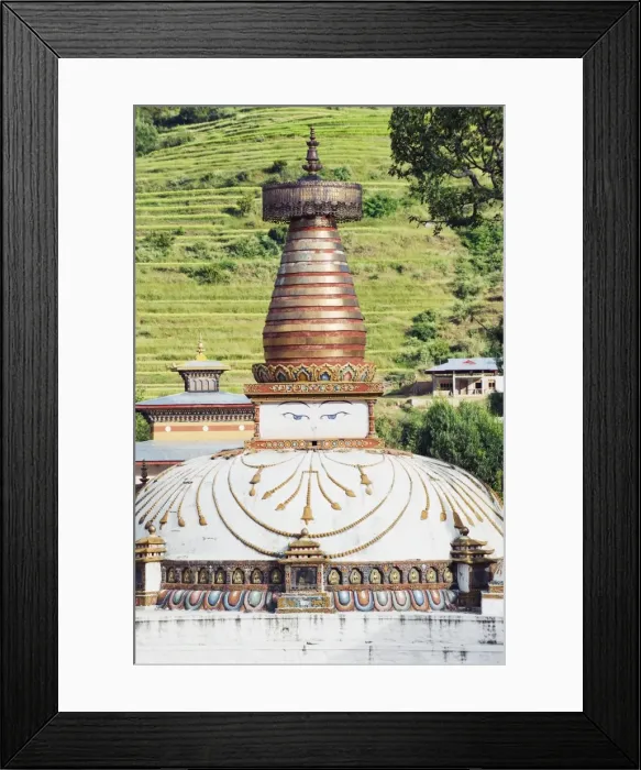 Framed Print : Stupa with Buddha eyes, Punakha, Bhutan, Asia