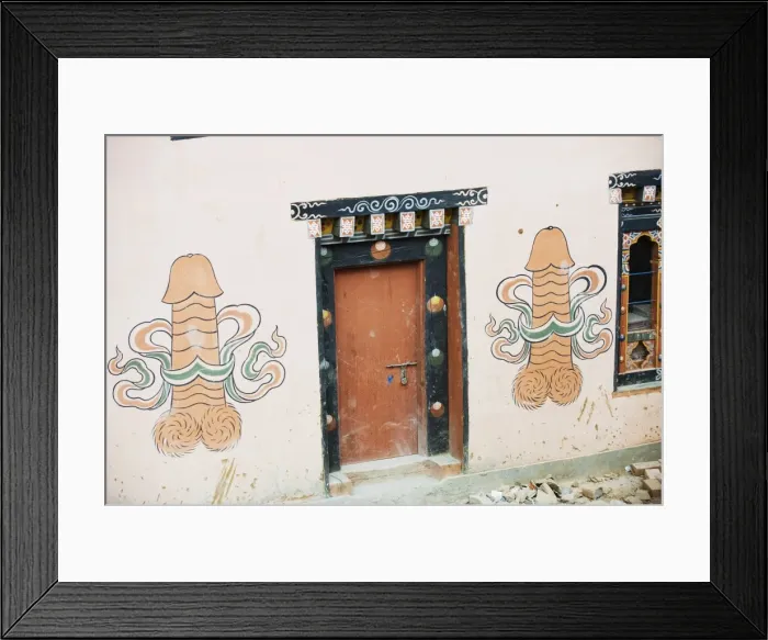 Framed Print : Phallic painting on a wall, at a town near the temple of the Divine Madman Framed Print : Phallic painting on a wall, at a town near the temple of the Divine Madman