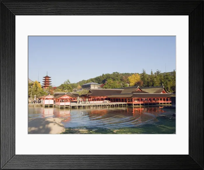 Framed Print : Pagoda and shrine buildings, Itsukushima Shrine, UNESCO World Heritage Site Framed Print : Pagoda and shrine buildings, Itsukushima Shrine, UNESCO World Heritage Site