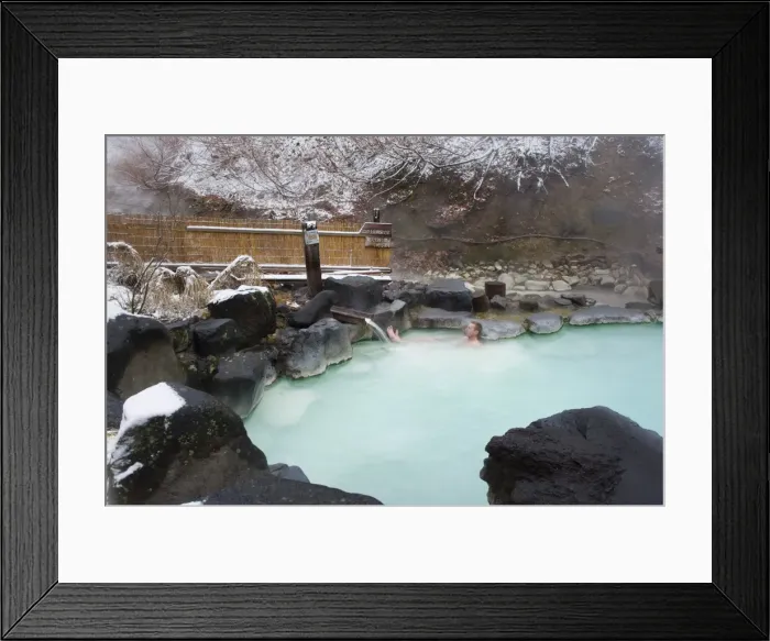 Framed Print : Western man bathing in Zao hot spring resort in winter, Yamagata prefecture, Japan, Asia Framed Print : Western man bathing in Zao hot spring resort in winter, Yamagata prefecture, Japan, Asia