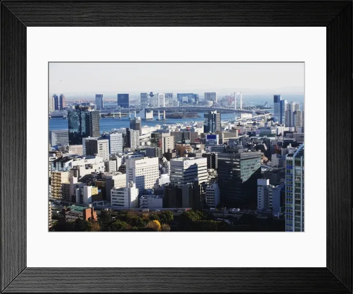 Framed Print : Odaiba and Tokyo Bay skyline view from Tokyo Tower, Tokyo, Japan, Asia Framed Print : Odaiba and Tokyo Bay skyline view from Tokyo Tower, Tokyo, Japan, Asia