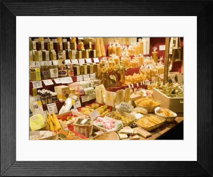 Framed Print : Stall with health products at Christkindlmarkt (Christmas Market), Spittelberg Framed Print : Stall with health products at Christkindlmarkt (Christmas Market), Spittelberg