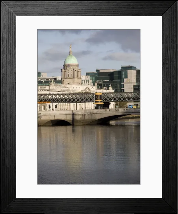 Framed Print : View of the Liffey River with Custom House Quay in the background, Dublin Framed Print : View of the Liffey River with Custom House Quay in the background, Dublin