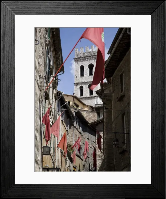 Framed Print : Flags in the Corso, Assisi, Umbria, Italy, Europe Framed Print : Flags in the Corso, Assisi, Umbria, Italy, Europe