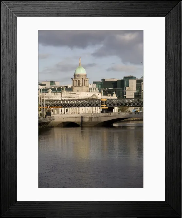 Framed Print : View of the Liffey River with the Custom House Quay in the background, Dublin Framed Print : View of the Liffey River with the Custom House Quay in the background, Dublin