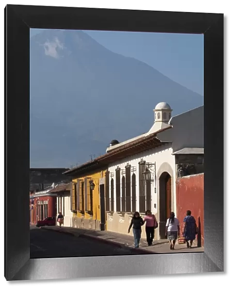 Colonial buildings and Volcan de Agua, Antigua, Guatemala, Central America