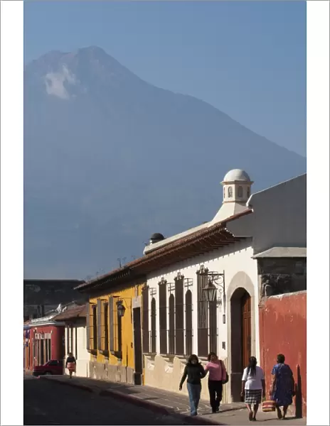 Colonial buildings and Volcan de Agua, Antigua, Guatemala, Central America