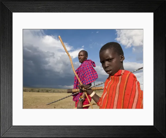 Framed Print : Masai boy with his father, Masai Mara, Kenya, East Africa, Africa Framed Print : Masai boy with his father, Masai Mara, Kenya, East Africa, Africa