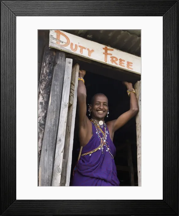 Framed Print : Masai man at airstrip duty free, Masai Mara, Kenya, East Africa, Africa Framed Print : Masai man at airstrip duty free, Masai Mara, Kenya, East Africa, Africa