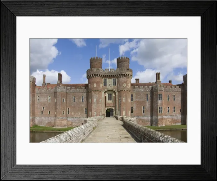 Framed Print : Across the causeway to the main entrance to the 15th century Herstmonceux Castle Framed Print : Across the causeway to the main entrance to the 15th century Herstmonceux Castle