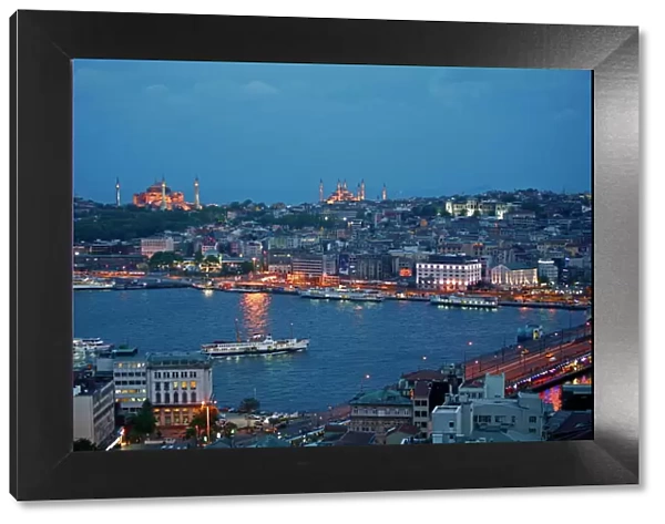 Skyline of Istanbul with a view over the Golden Horn and the Galata bridge